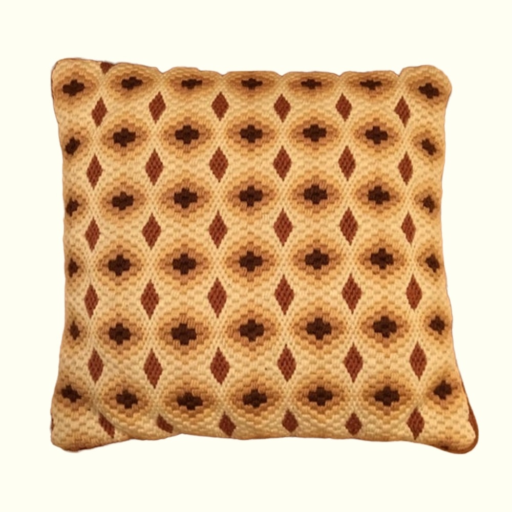 Vintage Needlepoint Bargello 14” Square Pillow